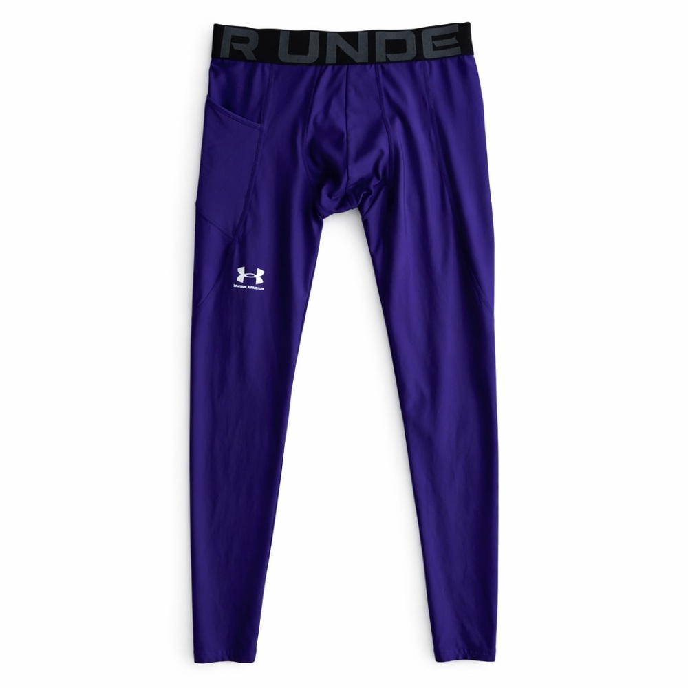 Under Armour HeatGear Compression Leggings Running Workout Hiking Purple Medium
